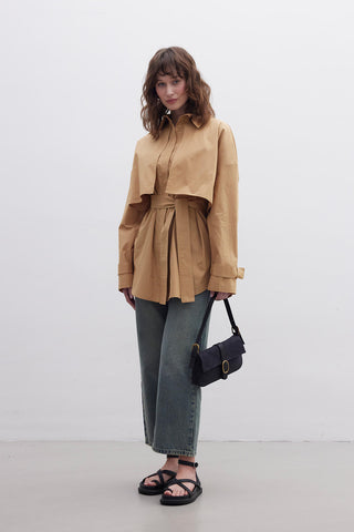 Belted Trench Shirt Camel