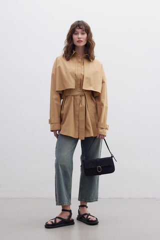 Belted Trench Shirt Camel