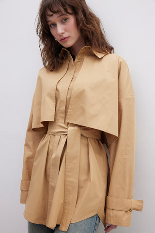 Belted Trench Shirt Camel