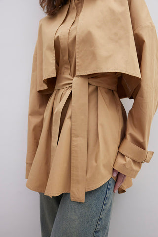 Belted Trench Shirt Camel