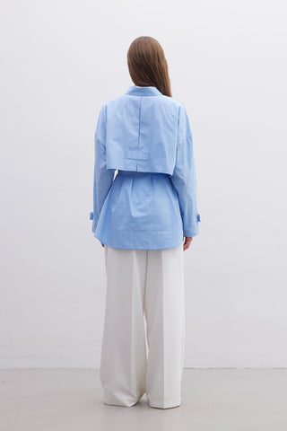 Belted Trench Shirt Blue