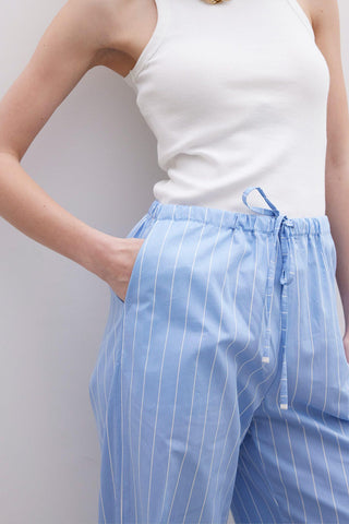 Relaxed Fit Striped Trousers Blue