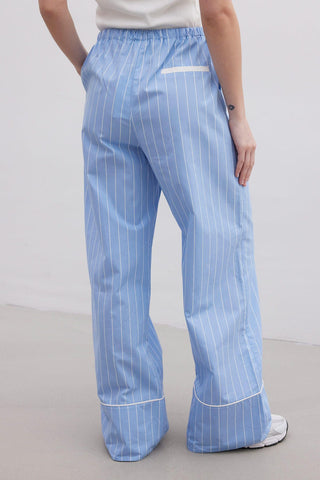 Relaxed Fit Striped Trousers Blue