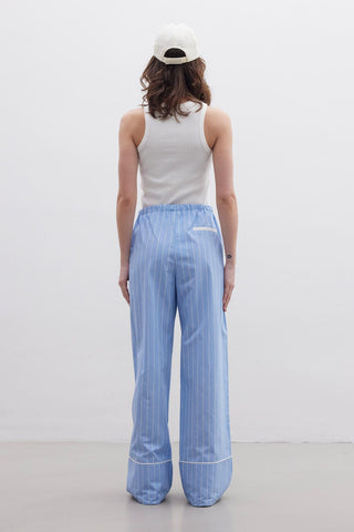 Relaxed Fit Striped Trousers Blue