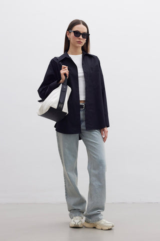 Premium Oversize Cepli Gömlek Siyah