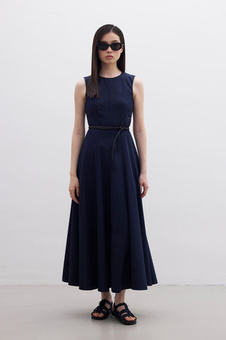 Sleeveless Stitch Detail Dress Navy Blue