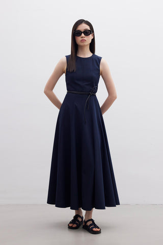 Sleeveless Stitch Detail Dress Navy Blue