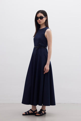 Sleeveless Stitch Detail Dress Navy Blue