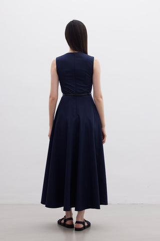 Sleeveless Stitch Detail Dress Navy Blue
