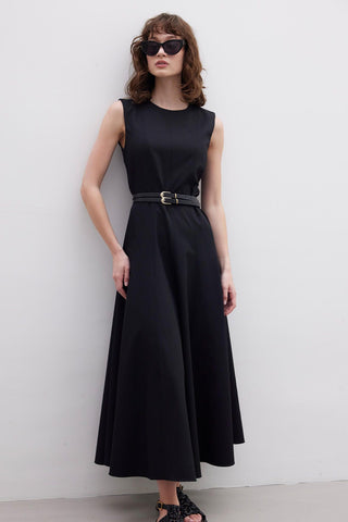 Sleeveless Stitch Detail Dress Black