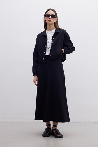 Belted Flared Skirt Black