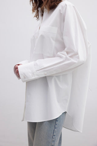 Premium Oversize Cepli Gömlek Ekru