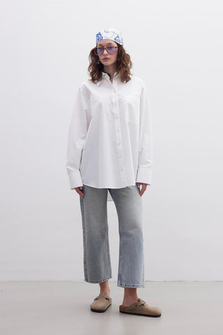 Premium Oversize Cepli Gömlek Ekru