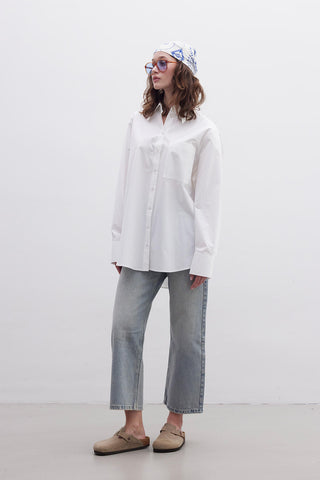 Premium Oversize Cepli Gömlek Ekru