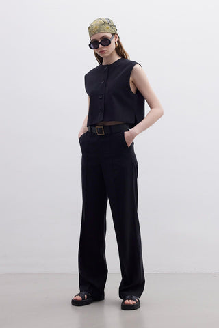 Natural Straight Pants Black