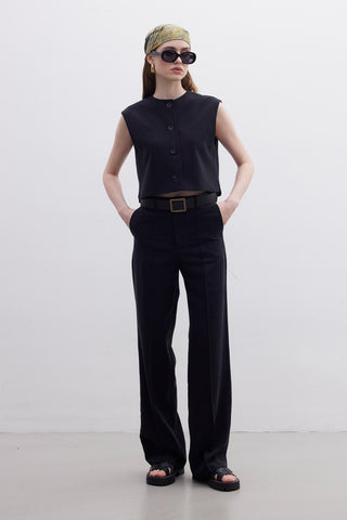 Natural Straight Pants Black