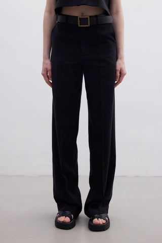 Natural Straight Pants Black