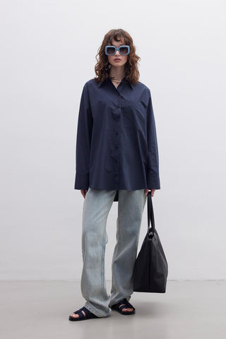 Premium Oversize Pocket Shirt Navy Blue