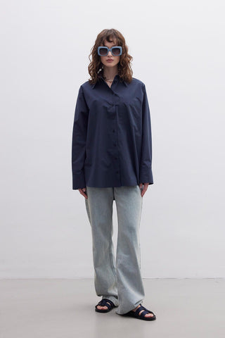 Premium Oversize Pocket Shirt Navy Blue