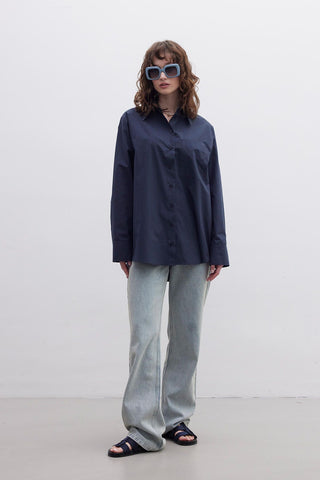 Premium Oversize Pocket Shirt Navy Blue