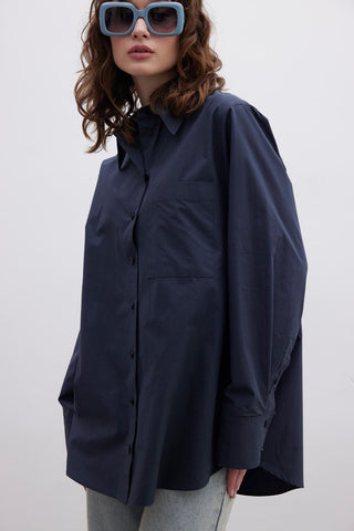 Premium Oversize Pocket Shirt Navy Blue