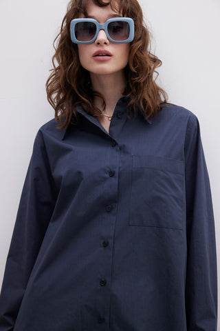 Premium Oversize Cepli Gömlek Lacivert