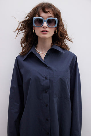 Premium Oversize Pocket Shirt Navy Blue