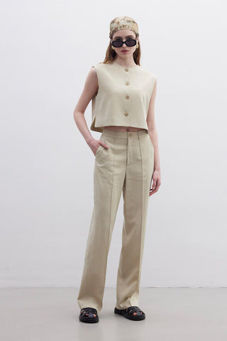 Natural Straight Pants Sand