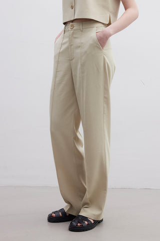 Natural Straight Pants Sand