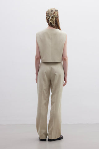 Natural Straight Pants Sand