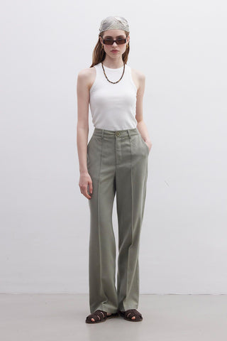 Natural Straight Pants Green