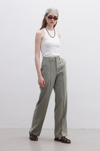 Natural Straight Pants Green