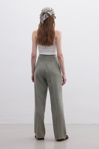 Natural Straight Pants Green