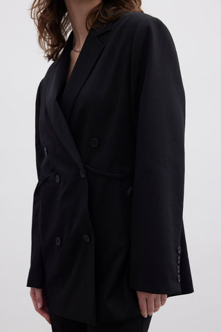 Drawstring Blazer Jacket Black