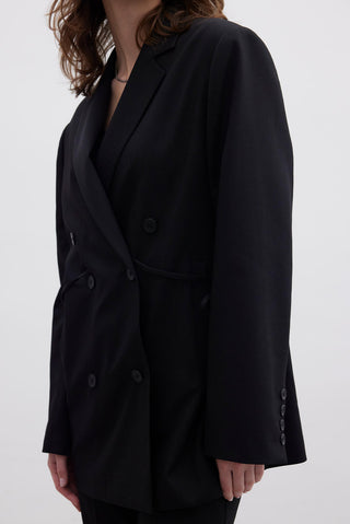 Belted Blazer Jacket Black