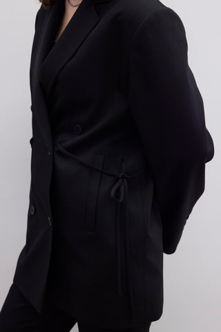 Drawstring Blazer Jacket Black