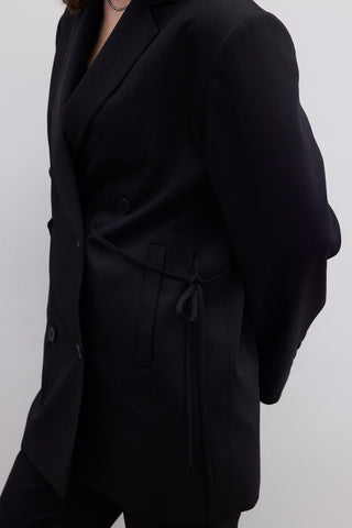 Belted Blazer Jacket Black