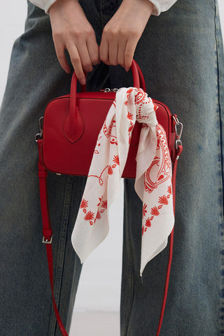 Patterned Cotton Scarf Red Paisley