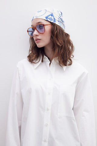 Patterned Cotton Scarf Blue Paisley