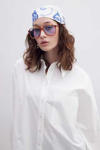 Patterned Cotton Scarf Blue Paisley