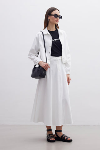 Collared Gabardine Jacket Ecru