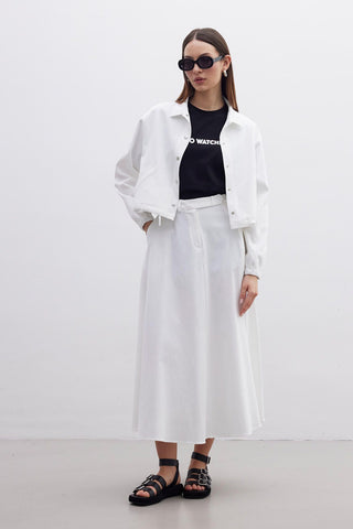 Collared Gabardine Jacket Ecru