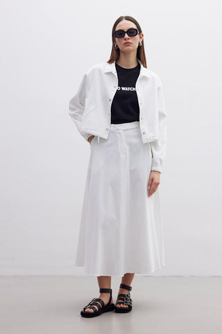 Collared Gabardine Jacket Ecru