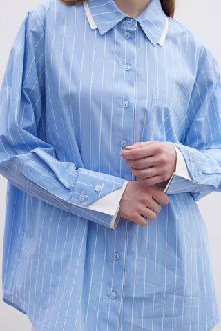 Double Collar Oversized Shirt Blue