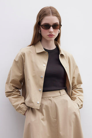 Collared Gabardine Jacket Camel