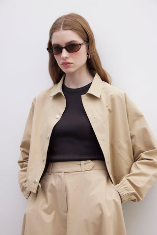 Collared Gabardine Jacket Camel