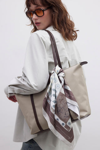 Patterned Satin Neck Scarf Antique