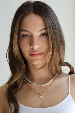 Pearl Chain Necklace Light Yellow