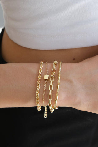 4 Chain Bracelets Light Yellow