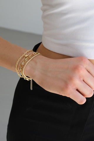 4 Chain Bracelets Light Yellow